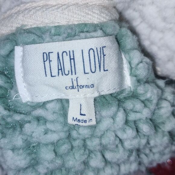 Peach Love  mint green sharpa  pullover jacket coat Sz L - Picture 5 of 5